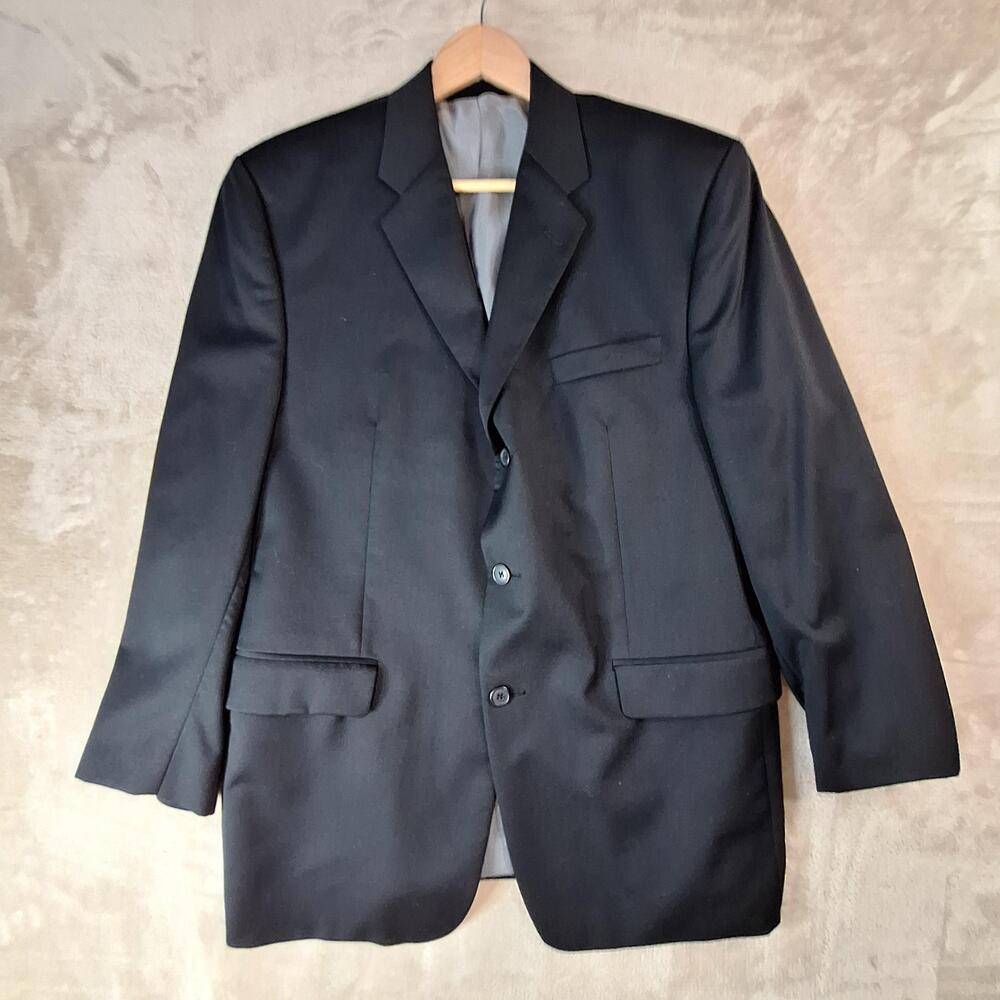 Calvin Klein Suit Jacket Mens 42 Long Black Wool Double Vent 2 Button Canada